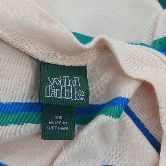 Wild Fable T Shirt Pink Blue Striped Basic Casual Crew Neck Womens Size XS - Picture 5 of 5